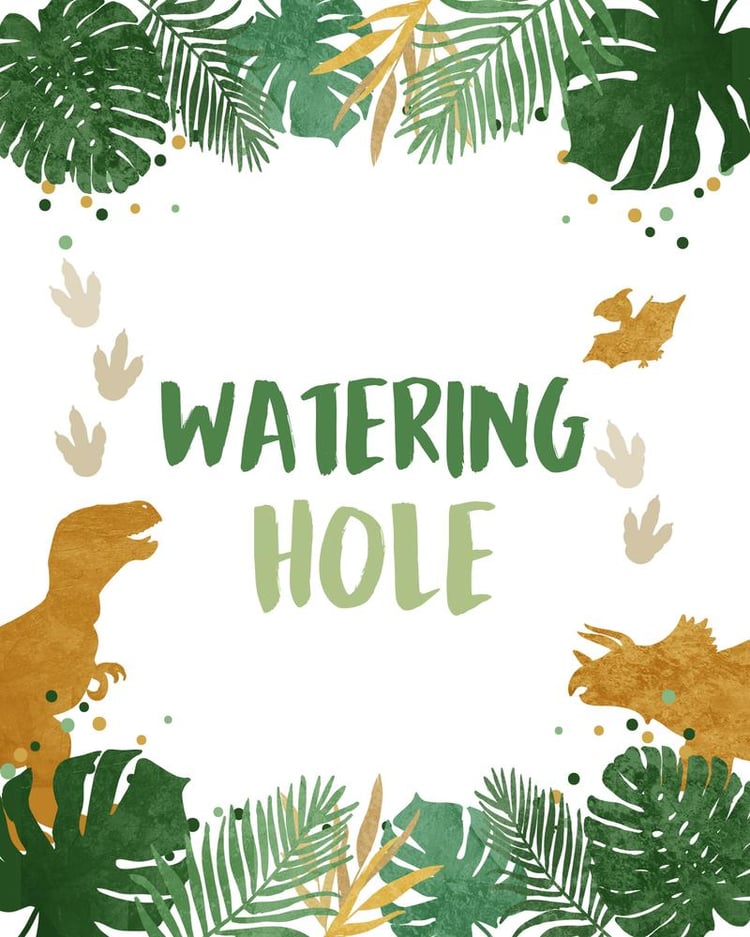 Dinosaur Watering Hole Birthday Sign | Editable Canva Drink Table Decor