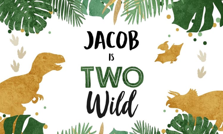 Dinosaur 3rd Birthday Backdrop | Editable Young Wild and Three Banner Canva