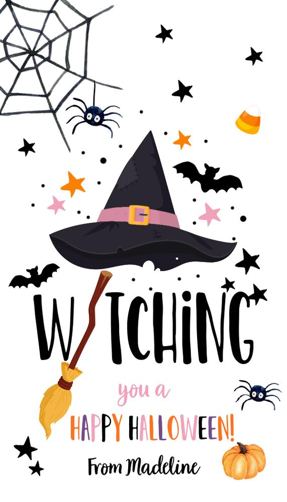 Editable Halloween Favor Tags | Witching You A Happy Halloween Canva Template