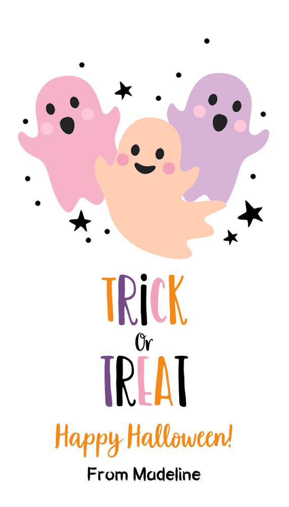 Editable Halloween Trick or Treat Tags | Canva Ghost Favor Tags | Boo Gift Tags