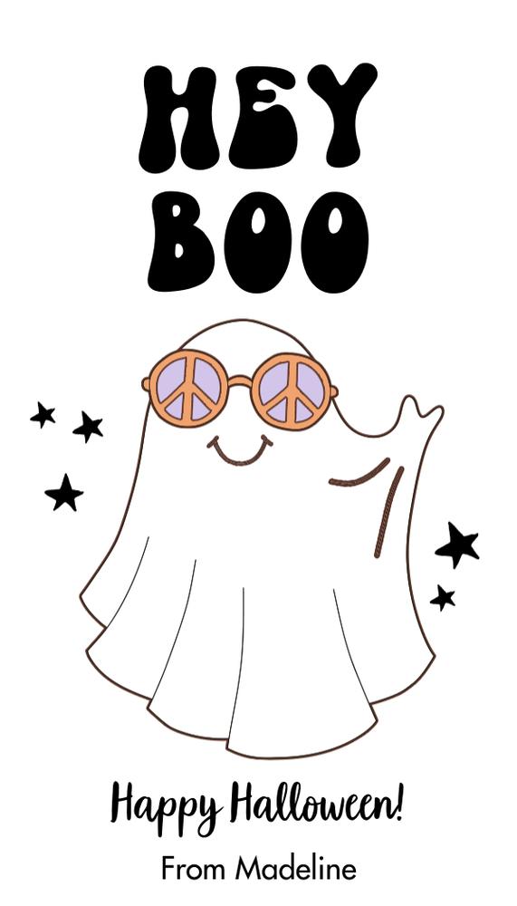 Editable Retro Halloween Favor Tags | Hey Boo Gift Tags Canva Template