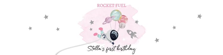 Girl Outer Space Water Bottle Labels | Pink Galaxy Birthday Canva Template