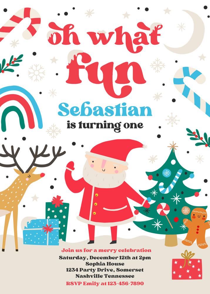Christmas Birthday Invitation Template | Editable Boys Santa Party Invite