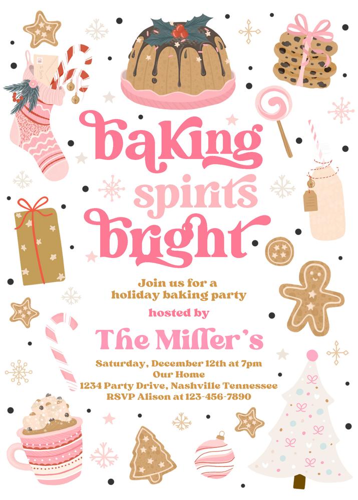 Christmas Baking Party Invitation | Editable Cookie Decorating Invite Canva