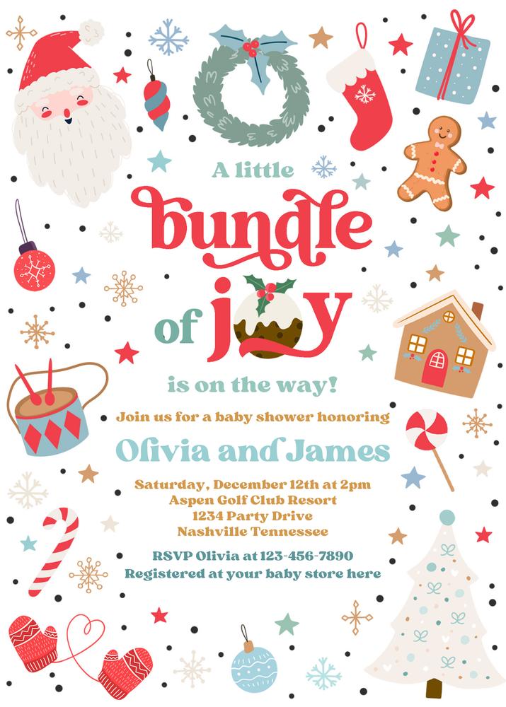 Christmas Baby Shower Invite | Santa Baby Boy Editable Canva Template