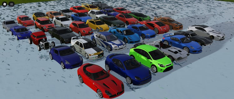 Realistic supercar collection positioned on city roadway