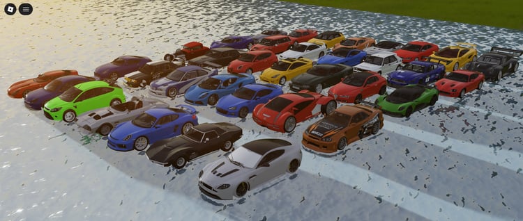 Multiple working exotic cars showcased in immersive gameplay scene