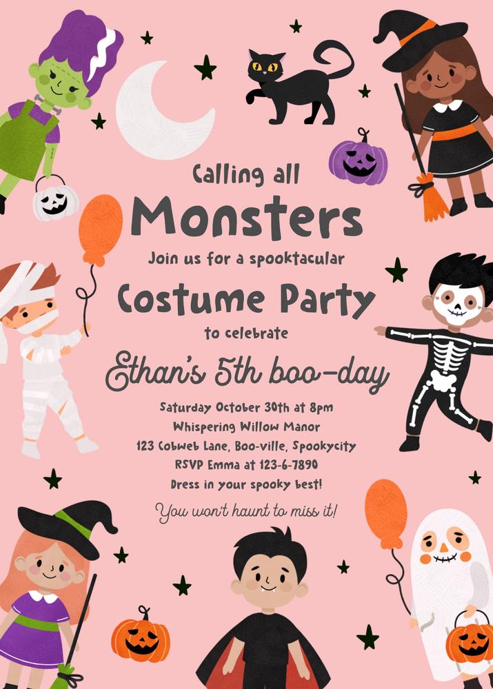 Editable Halloween Costume Party Invitation | Spooktacular Canva Template
