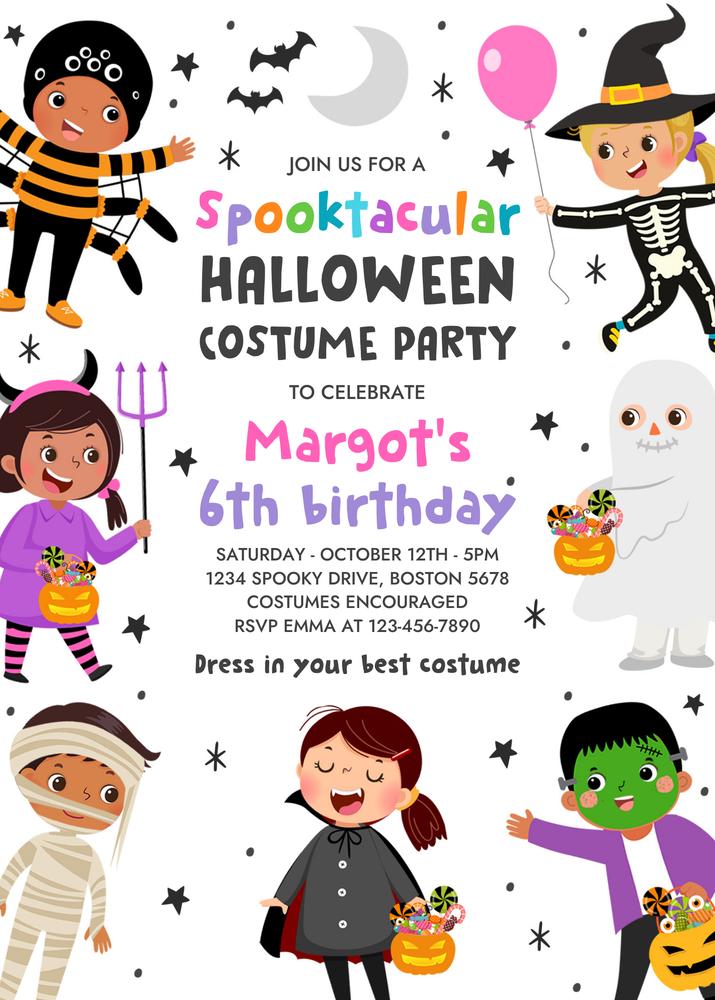 Editable Halloween Costume Party Invitation | Spooktacular Birthday Canva Template