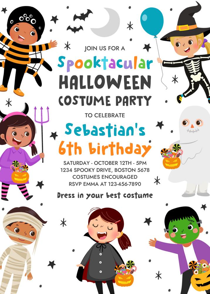 Editable Halloween Costume Party Invitation | Spooktacular Birthday Canva Template