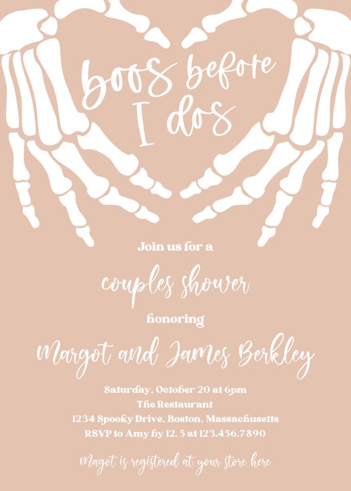 Vintage Gothic Halloween Engagement Invitation | Boos Before I Dos Canva Template