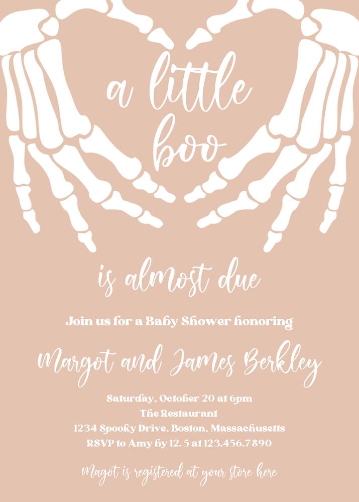 Gothic Halloween Baby Shower Invitation | Editable Skellington Love Hands