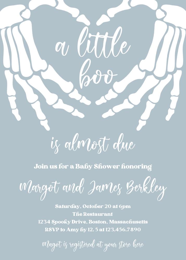 Gothic Halloween Baby Shower Invitation | Editable Canva Template | A Little Boo