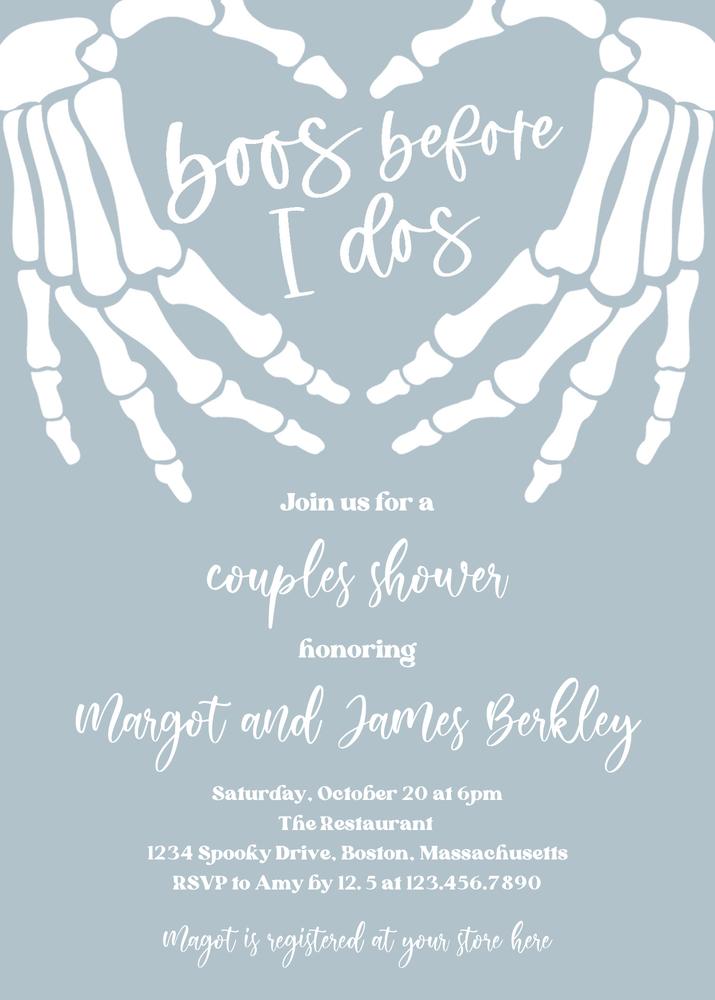 Gothic Halloween Engagement Invite | Boos Before I Dos Canva Template