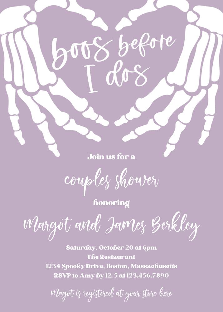 Vintage Gothic Halloween Engagement Invitation - Boos Before I Dos Template