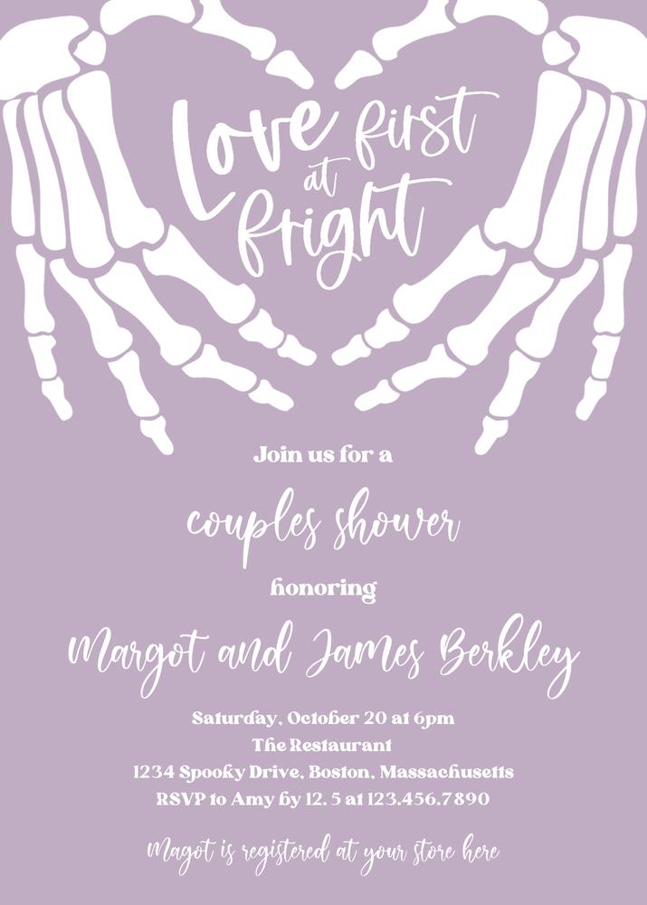 Gothic Halloween Engagement Invite | Editable Vintage Skellington Hands Canva