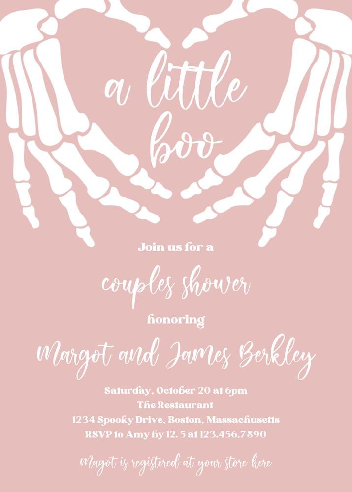 Gothic Halloween Baby Shower Invitation | Editable Skellington Love Hands