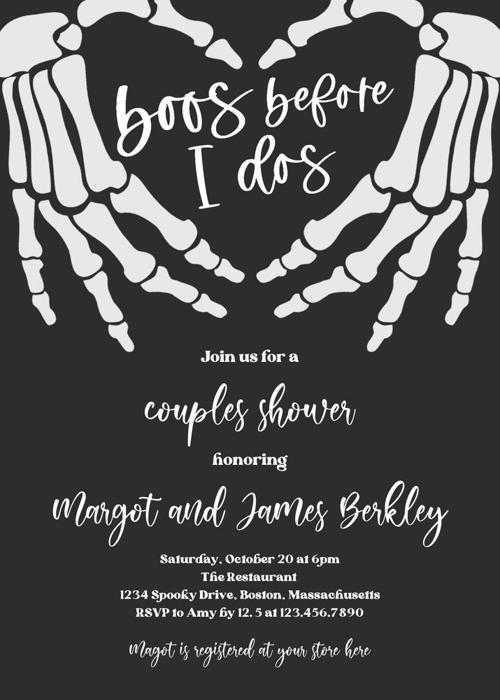 Vintage Gothic Halloween Engagement Invitation | Boos Before I Dos Canva
