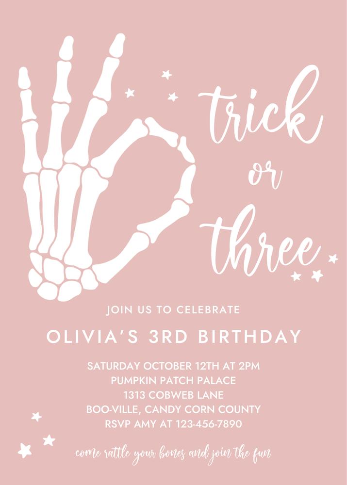 Trick or Three Halloween 3rd Birthday Invitation | Editable Canva Template
