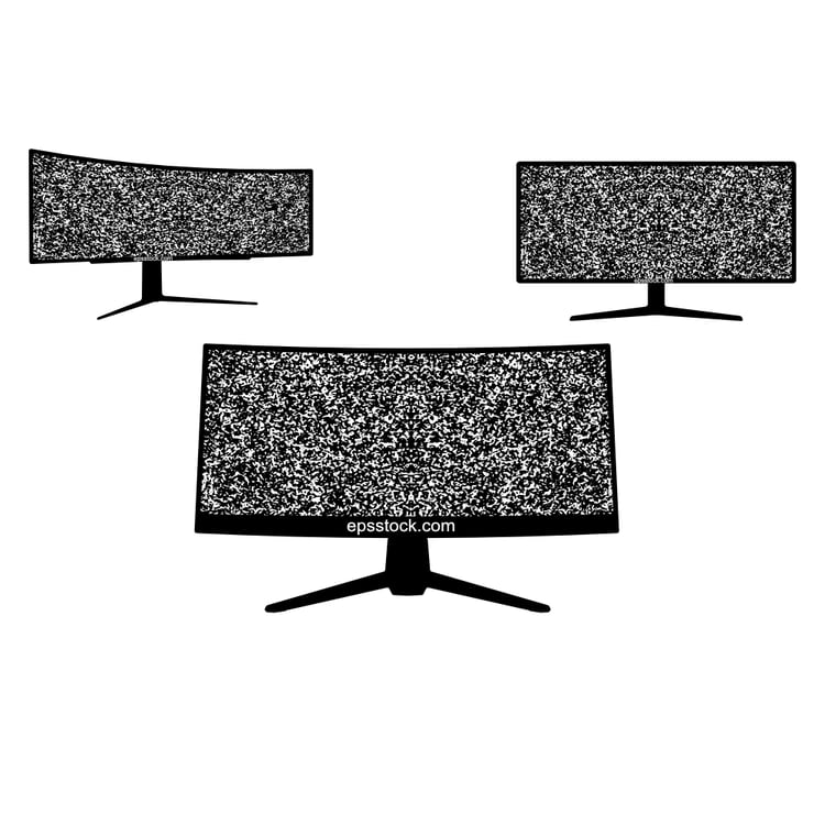 Ultra widescreen computer monitor with white noise