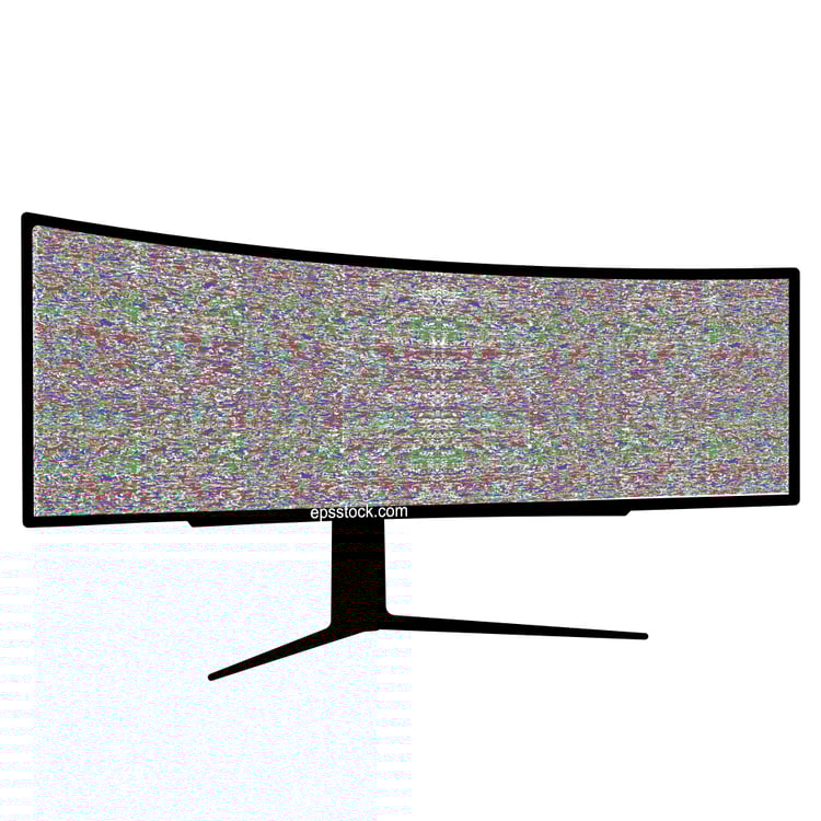 Ultra widescreen computer monitor with white noise back view