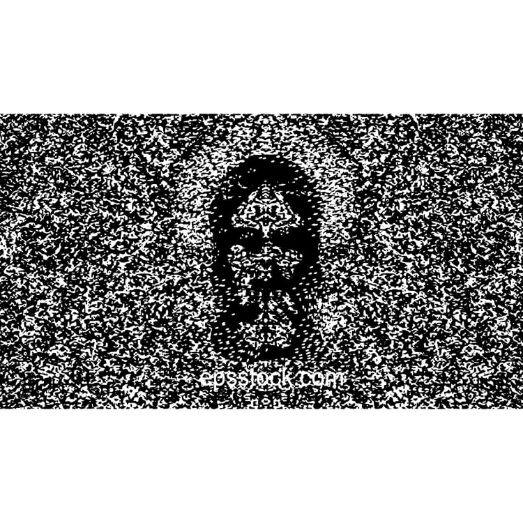 jesus face on white noise