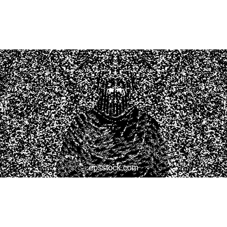 buddha face on white noise
