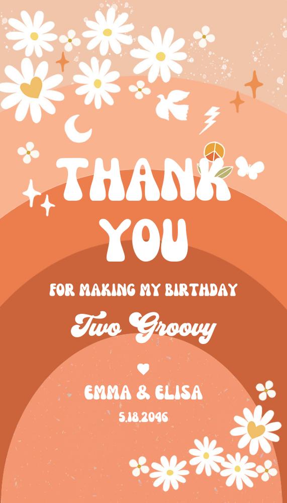 Editable Fall Groovy Daisy Thank You Favor Tags | Earthy Hippie Canva Template
