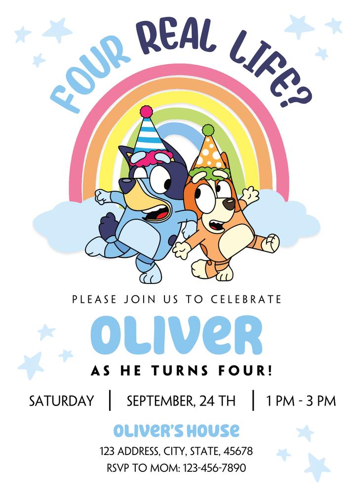 Bluey Birthday Invitation Template | Editable Canva Invite for Kids Party