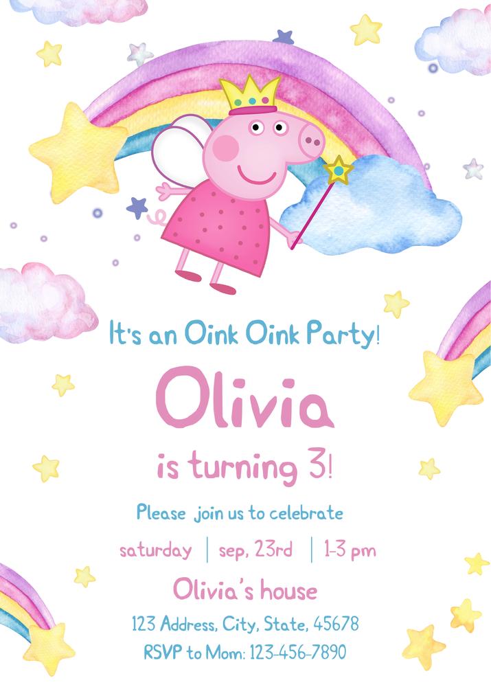 Editable Peppa Pig Birthday Invitation Template | Instant Download Canva DIY