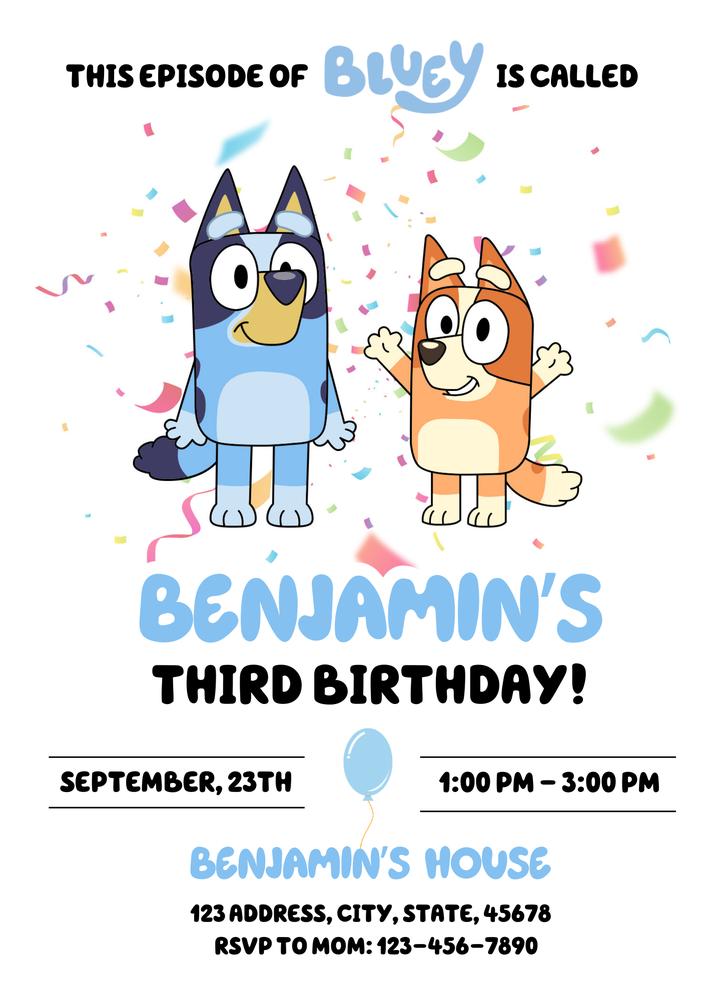 Editable Bluey Birthday Invitation Template | Instant Download Canva DIY