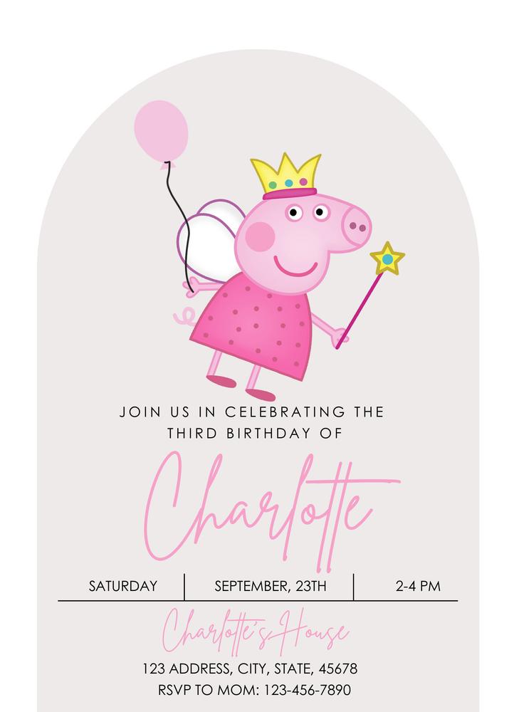 Editable Peppa Pig Birthday Invitation Template | DIY Canva Party Invite