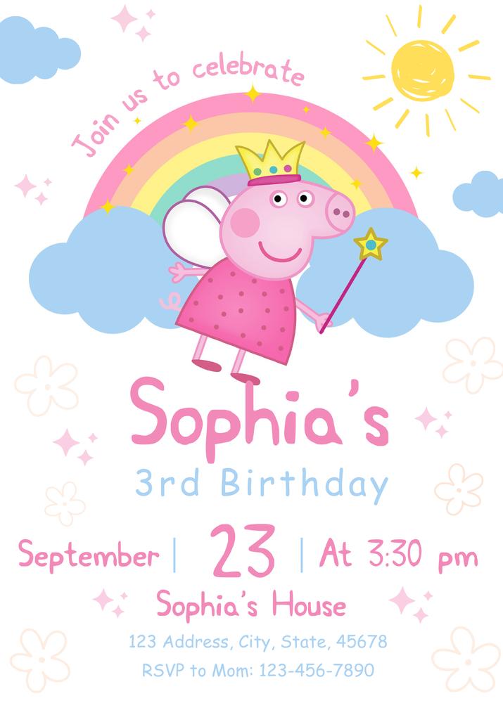 Editable Peppa Pig Birthday Invitation Template | Instant Download Canva DIY