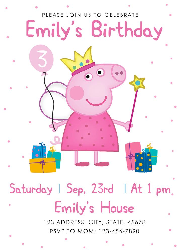 Editable Peppa Pig Birthday Invitation Template | DIY Canva Kids Party Invite