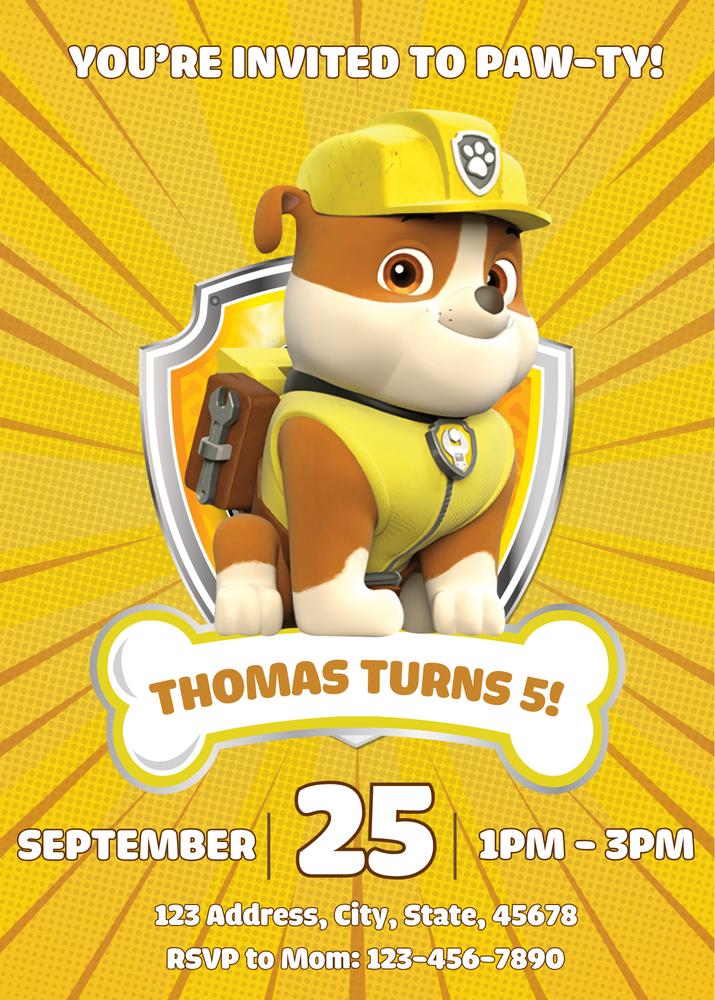 Rubble Patrol Birthday Invitation | Editable Canva Template | Construction Party