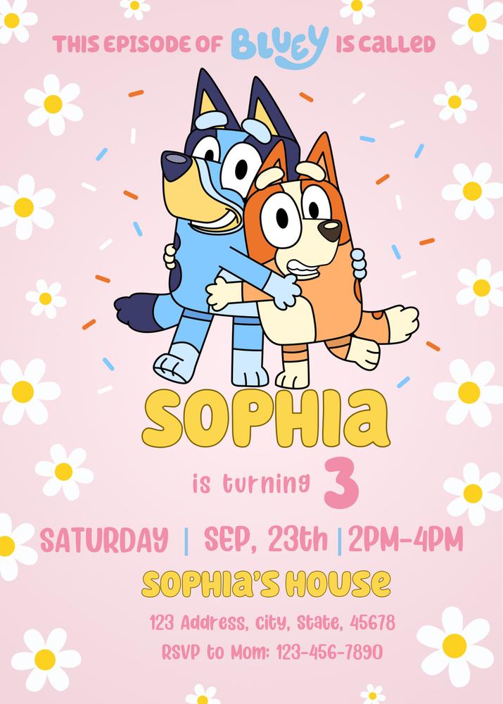 Editable Bluey Birthday Invitation Template | Instant Download Canva DIY