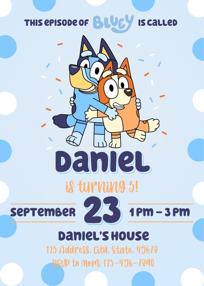 Editable Bluey Birthday Invitation Template | Instant Download Canva Design