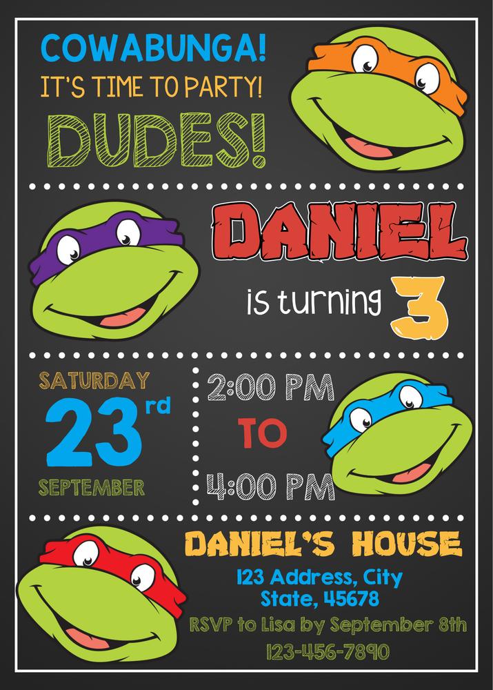 Ninja Turtle Birthday Invitation Template | Editable Canva Boy Party Invite
