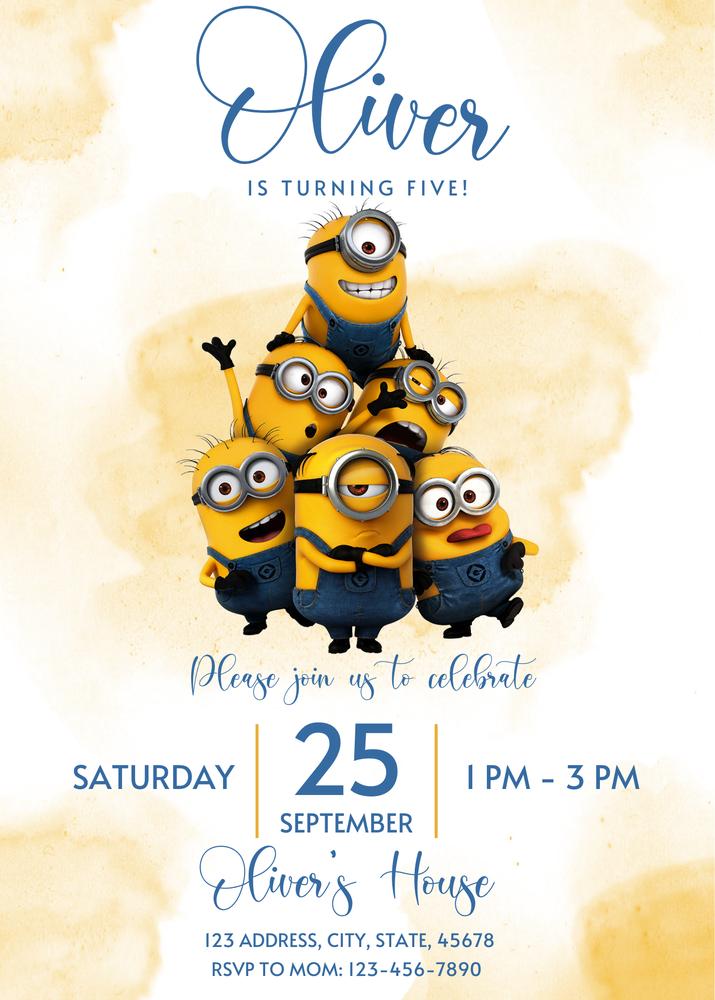Editable Minions Birthday Invitation Template | DIY Canva Kids Party Invite