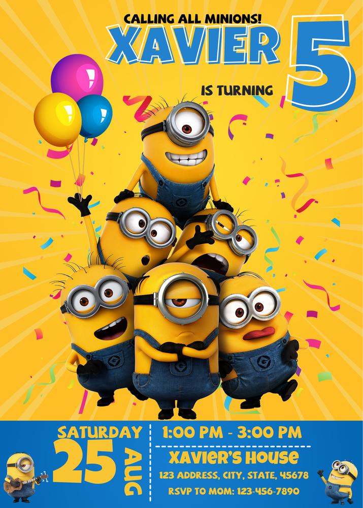 Editable Minions Birthday Invitation Template | Instant Download Canva Access