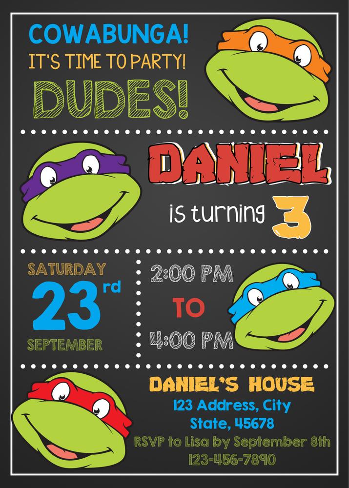 Editable Ninja Turtles Birthday Invitation | Boys Party Invite Canva Template