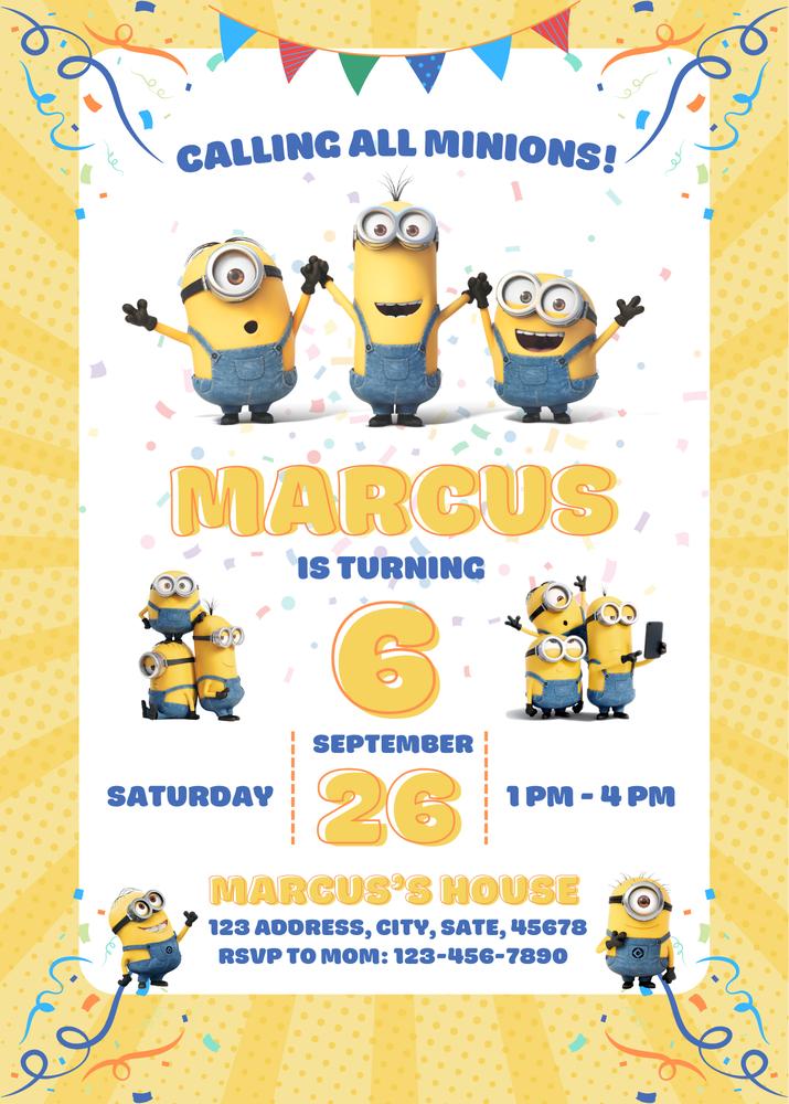 Editable Minion Birthday Invitation Template | Calling All Minions Canva Invite