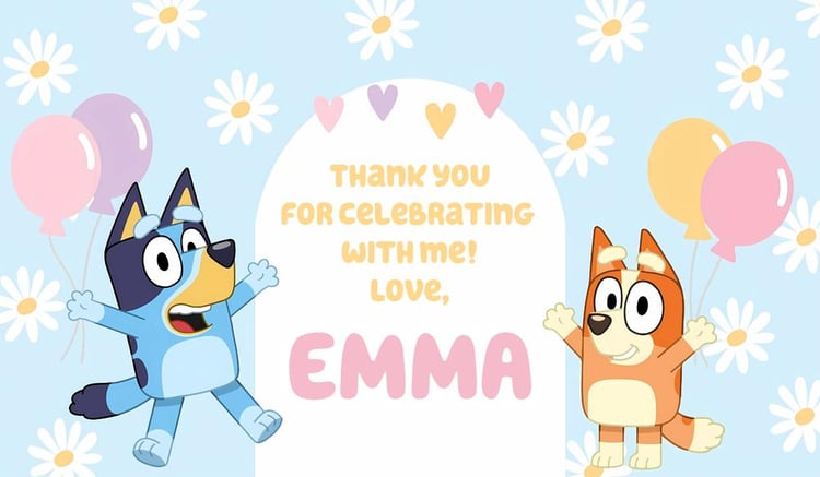 Bluey and Bingo Gable Box Labels | Editable Canva Party Favor Template