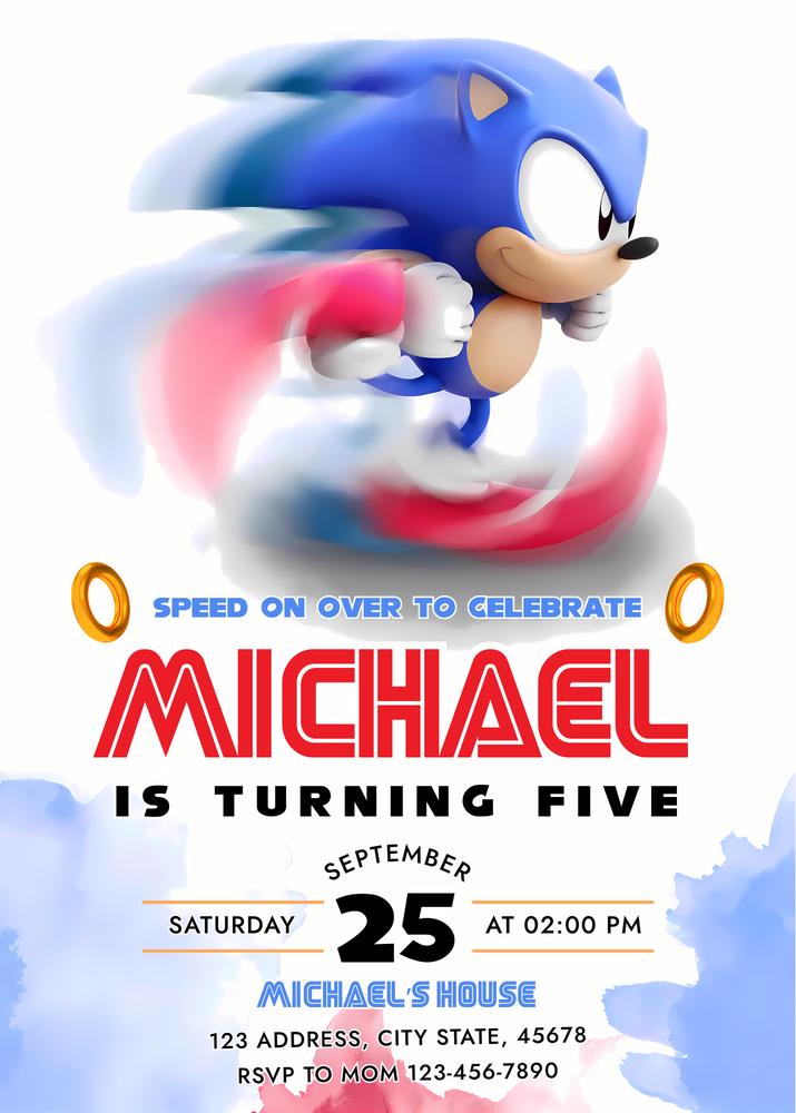 Editable Super Sonic Birthday Invitation | Hedgehog Boys Party Canva Template