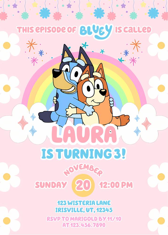 Bluey 2nd Birthday Invitation Template | Twoey Birthday Editable Canva