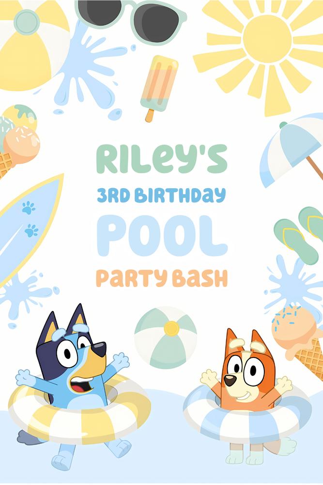Bluey and Bingo Pool Party Capri Sun Labels | Editable Canva Template
