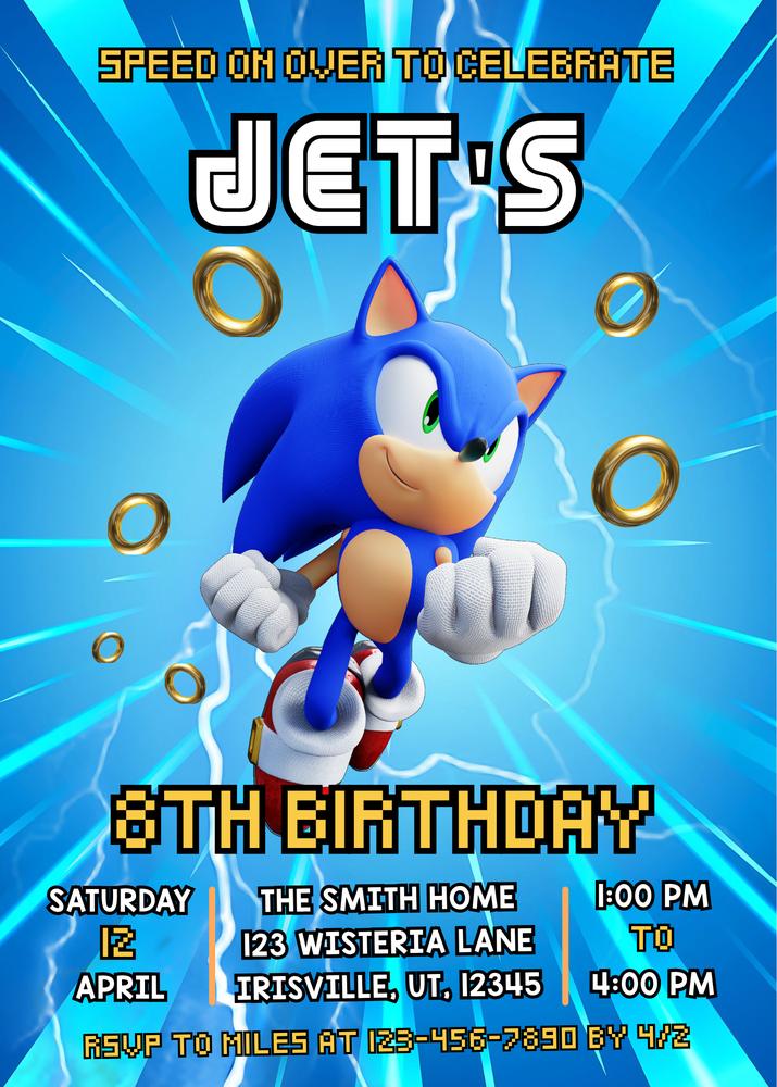 Sonic the Hedgehog Birthday Invitation | Editable Canva Template for Boys