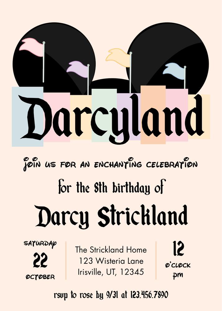 Vintage Disneyland Birthday Invitation | Editable Canva Template | Any Age