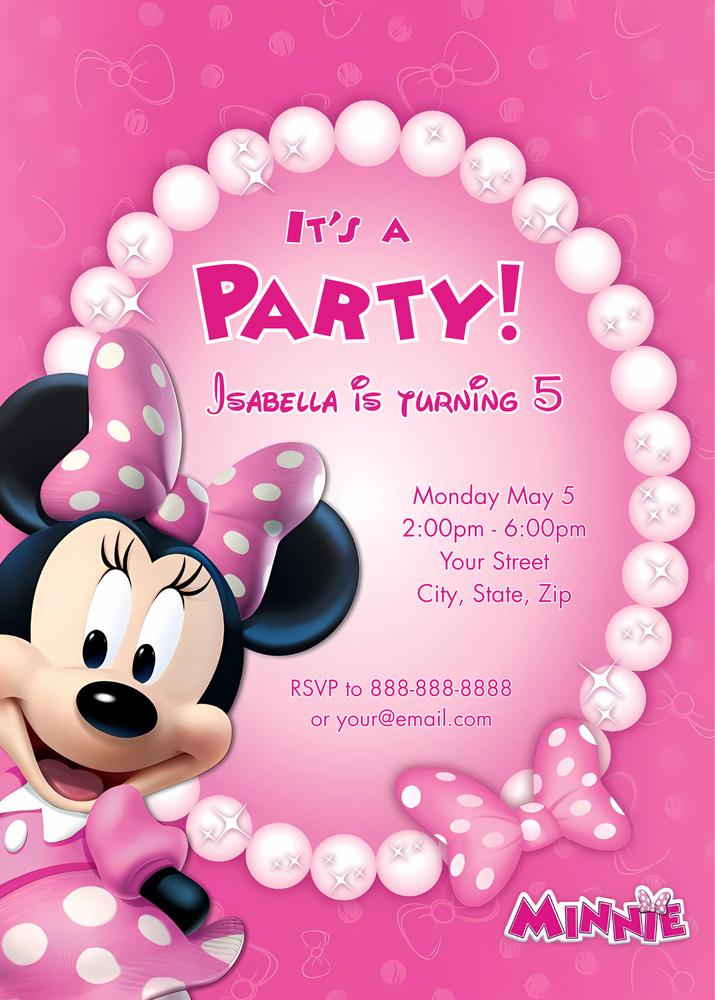 Minnie Pink and White Birthday Invitation - Editable Canva Template