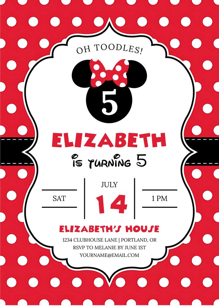 Minnie Mouse Red & White Polka Dot Birthday Invitation Canva Template